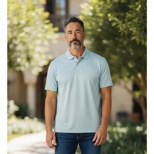 Peter Millar Mens Light Green Crown Crafted Short Sleeve Polo Shirt Size M